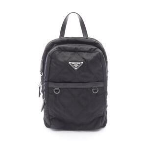 PRADA Backpack Nylon Leather Black